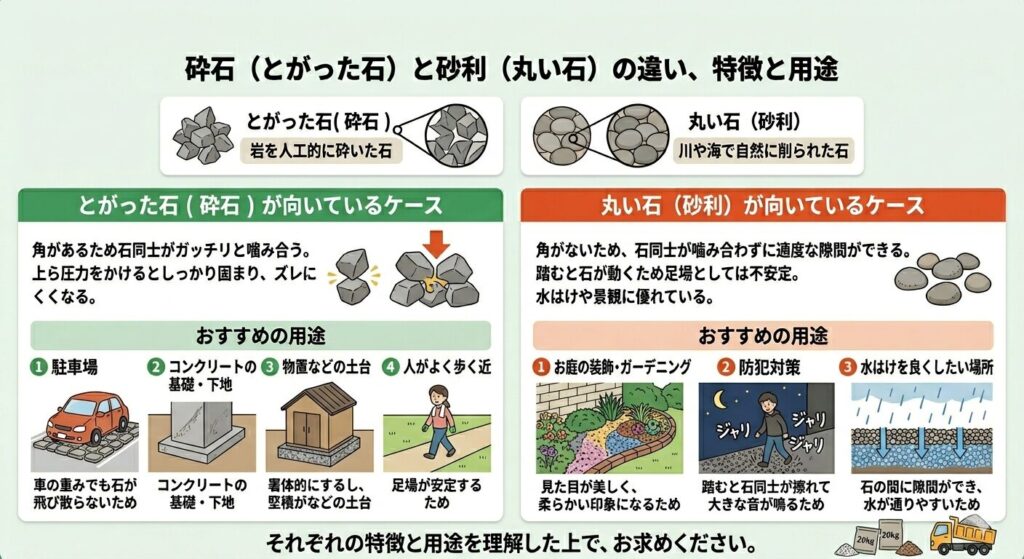 丸い石と尖った石の違い