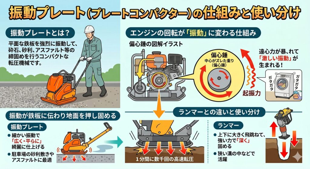 振動プレートコンパクターの仕組みを説明